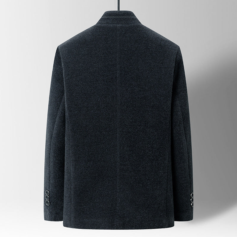 Men's Stand-Up Collar Casual Chenille Wool Jacket Coat