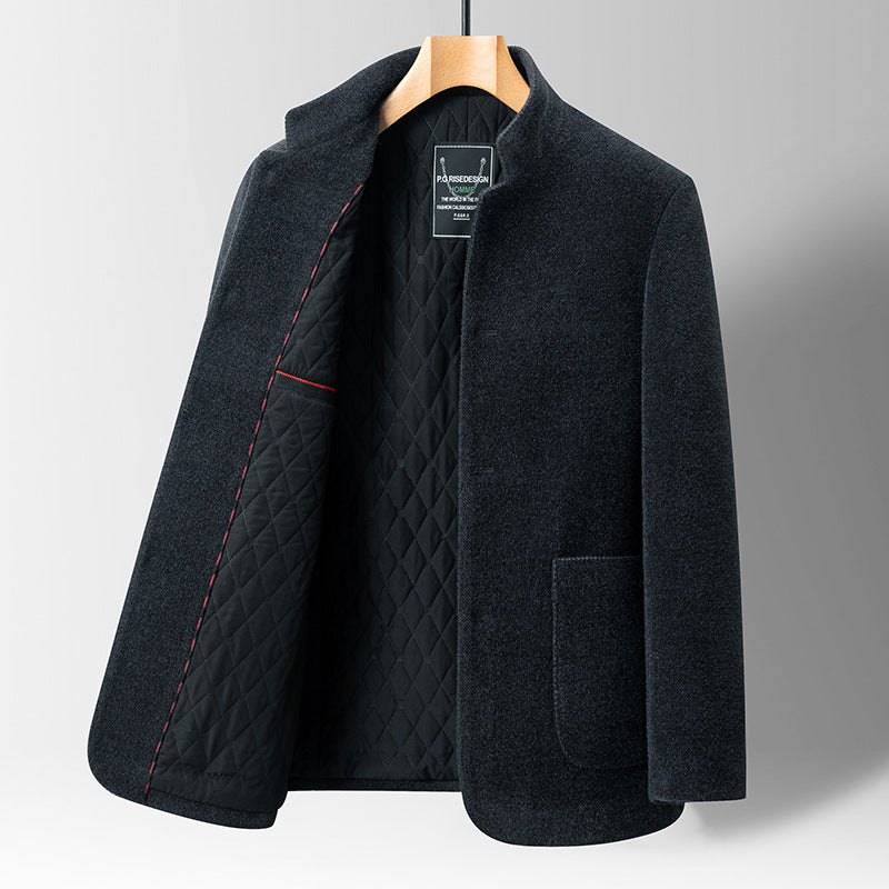 Men's Stand-Up Collar Casual Chenille Wool Jacket Coat
