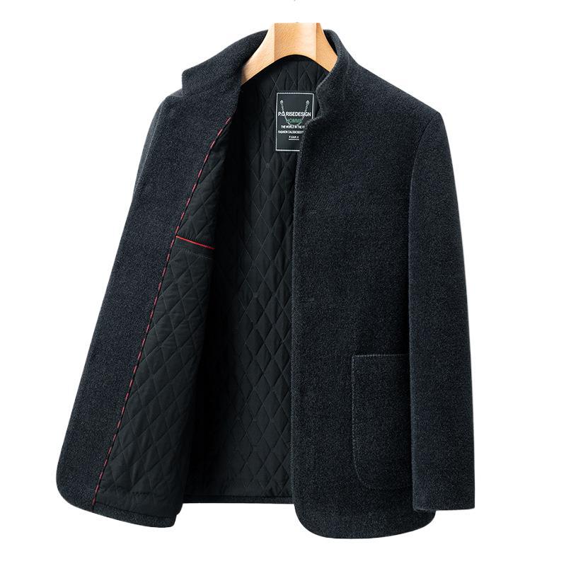 Men's Stand-Up Collar Casual Chenille Wool Jacket Coat
