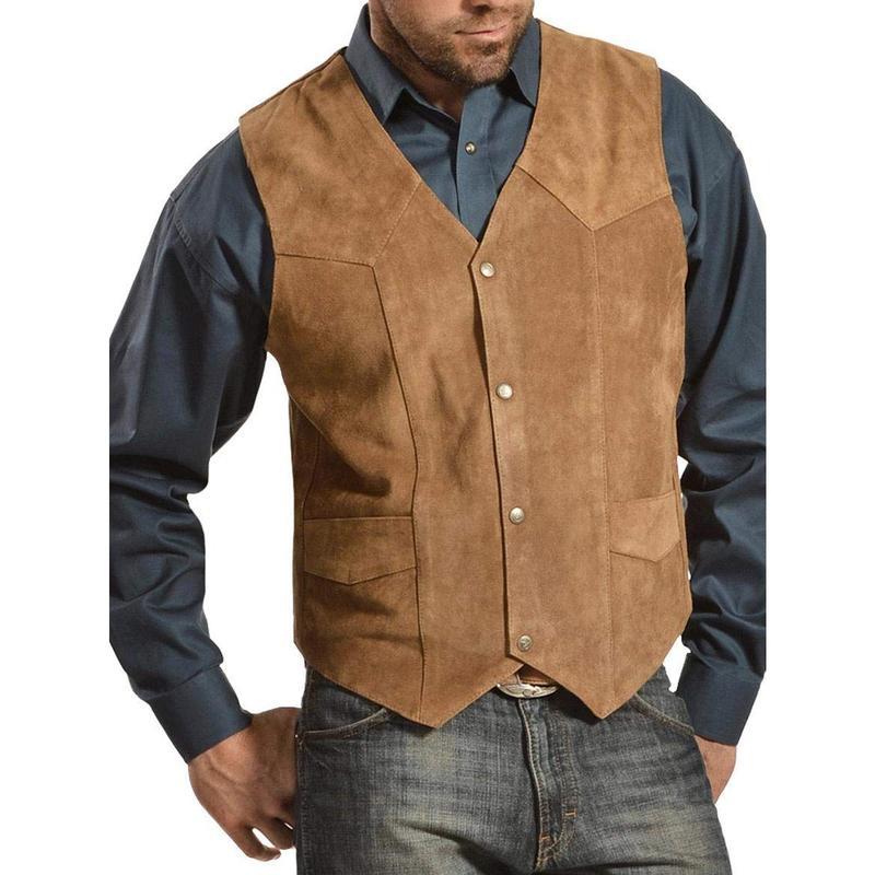 Slim Fit Vintage Cowboy Style Sleeves Jacket For Men In