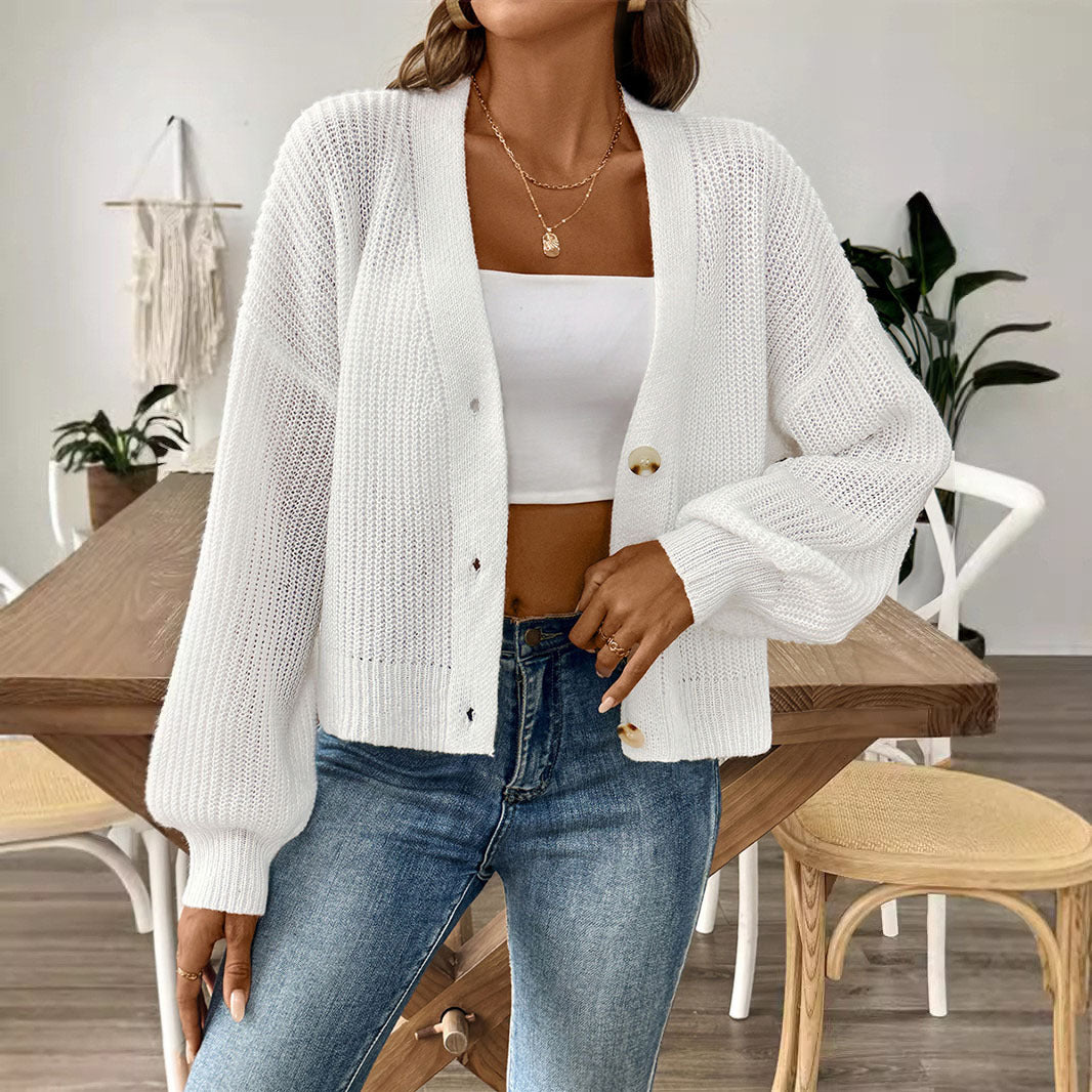 Women's Minimalist Short-button Sweater Jacket