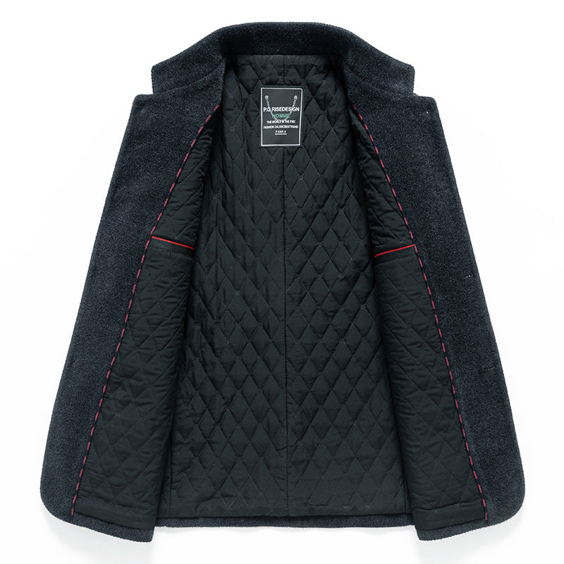 Men's Stand-Up Collar Casual Chenille Wool Jacket Coat