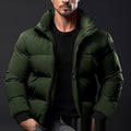 Mens Solid-Color Cotton-Padded Down Jacket Coat