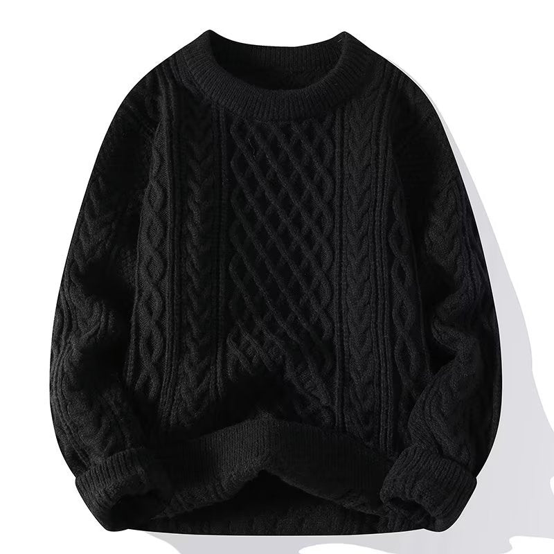Autumn And Winter New Men's Twist Sweater Casual Round Neck Pullover Top