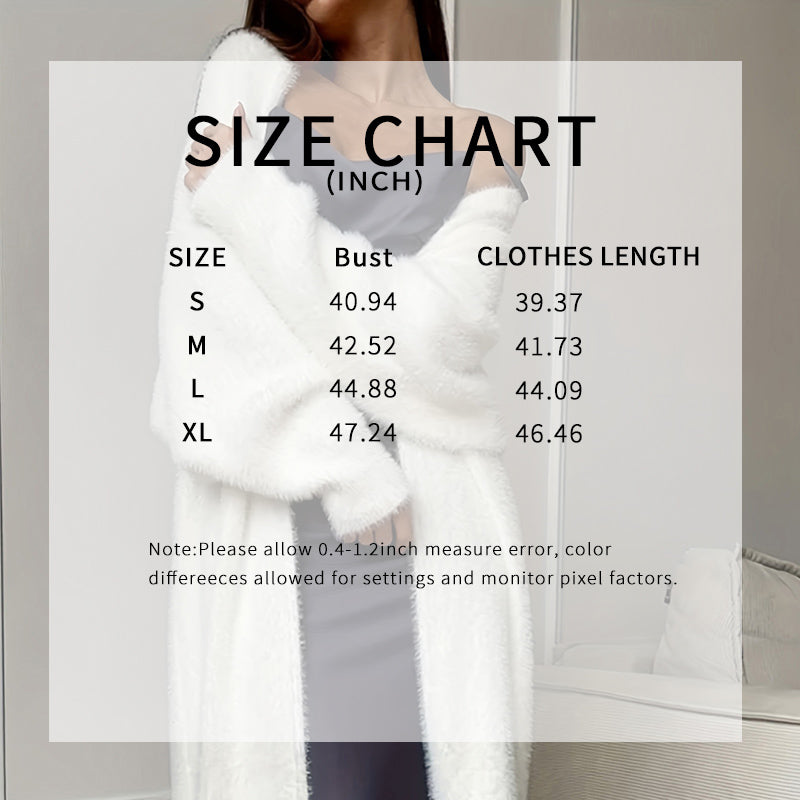 Women's Furry Long Cardigan - Slouchy Open Front Duster Coat, Fuzzy Cozy Layer