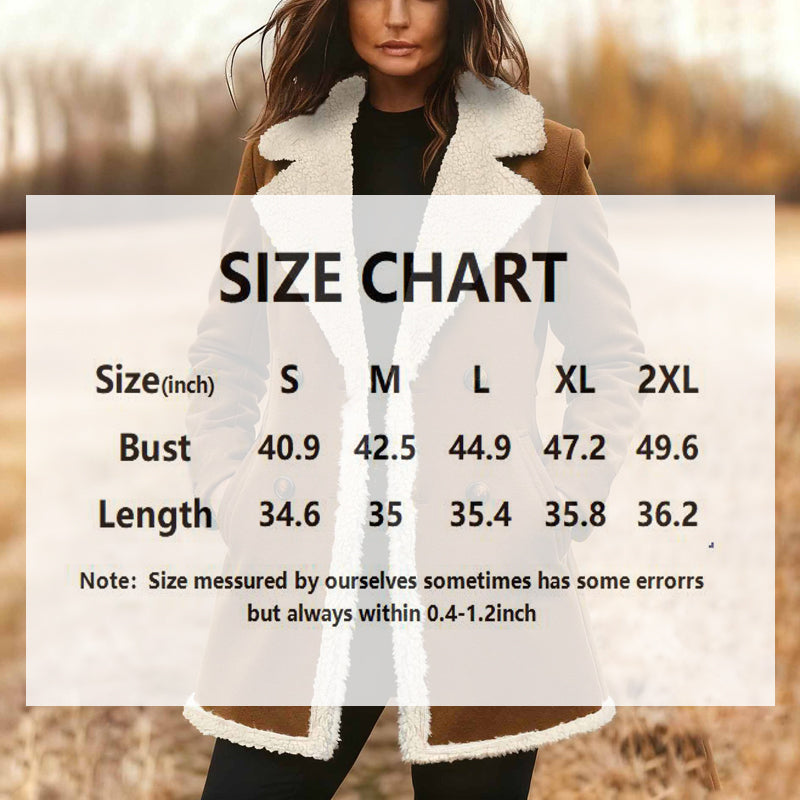 Women's Suede-Look Trench Coat, Classic Notch Lapel Double-Breasted Jacket With Pockets And Plush Lining