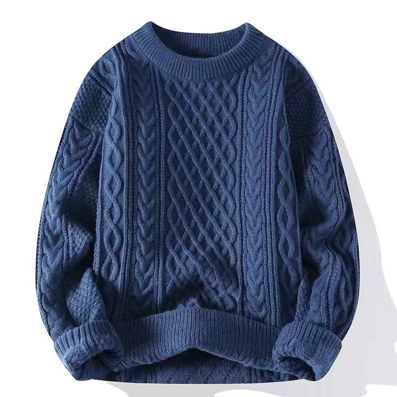 Autumn And Winter New Men's Twist Sweater Casual Round Neck Pullover Top