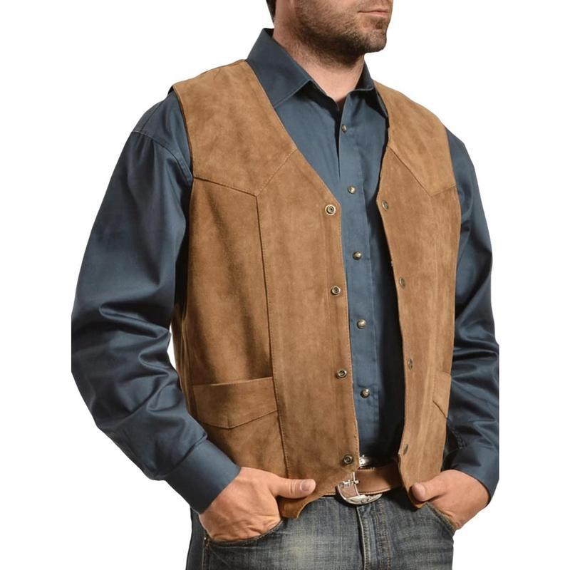 Slim Fit Vintage Cowboy Style Sleeves Jacket For Men In