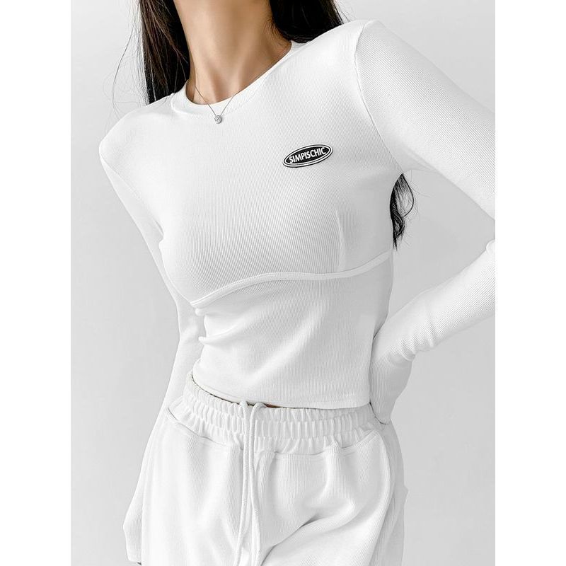 Белая базовая рубашка с длинным рукавом в стиле American Spicy Girl