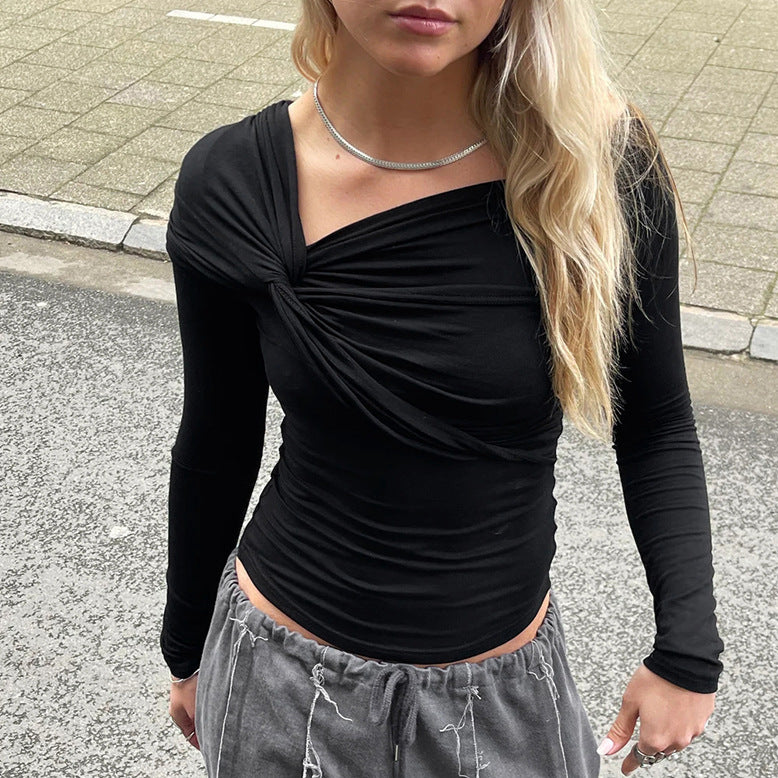 Американский стиль Spicy Girl с неровным узлом и длинным рукавом