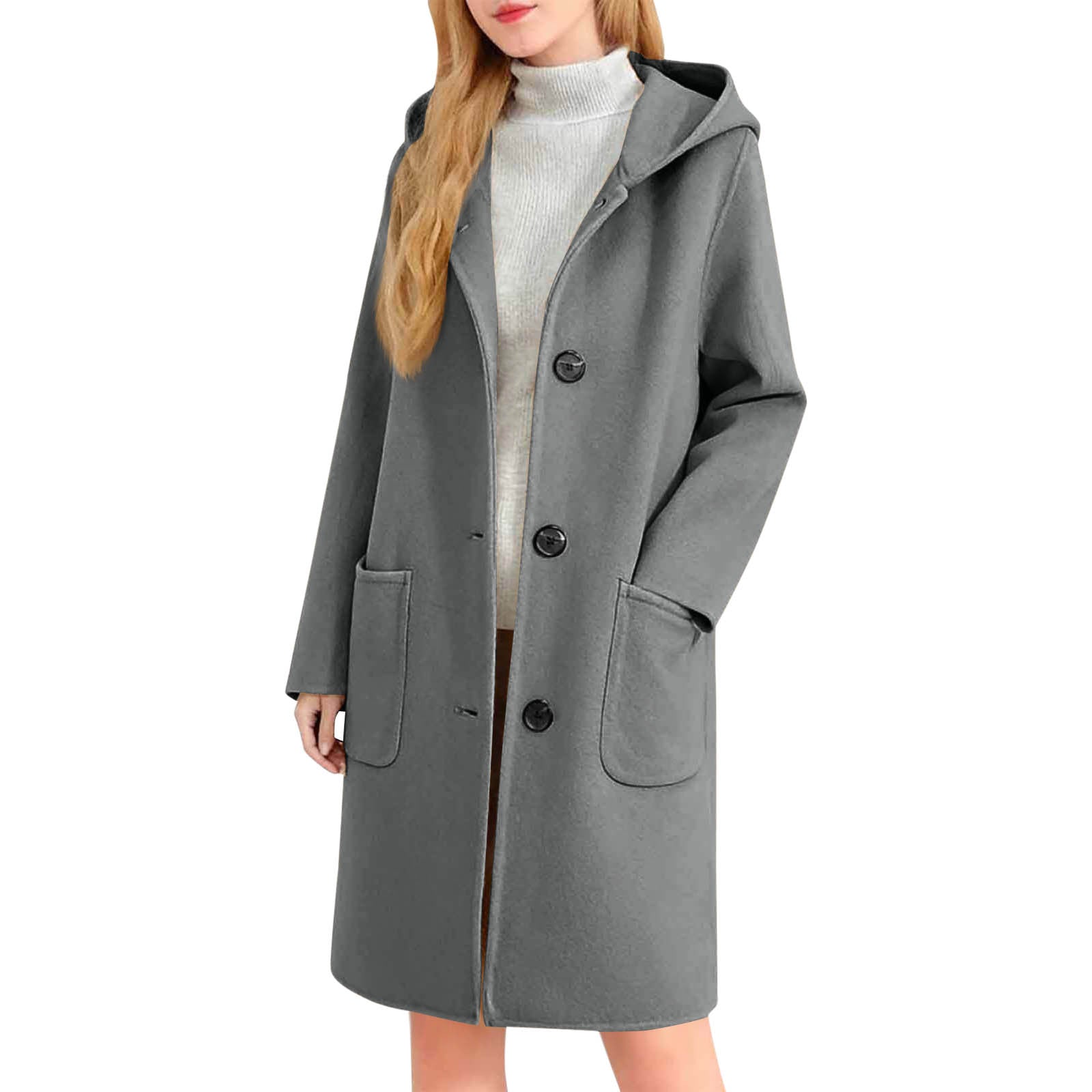 Womens Double-Faced Wool Coat With Hood