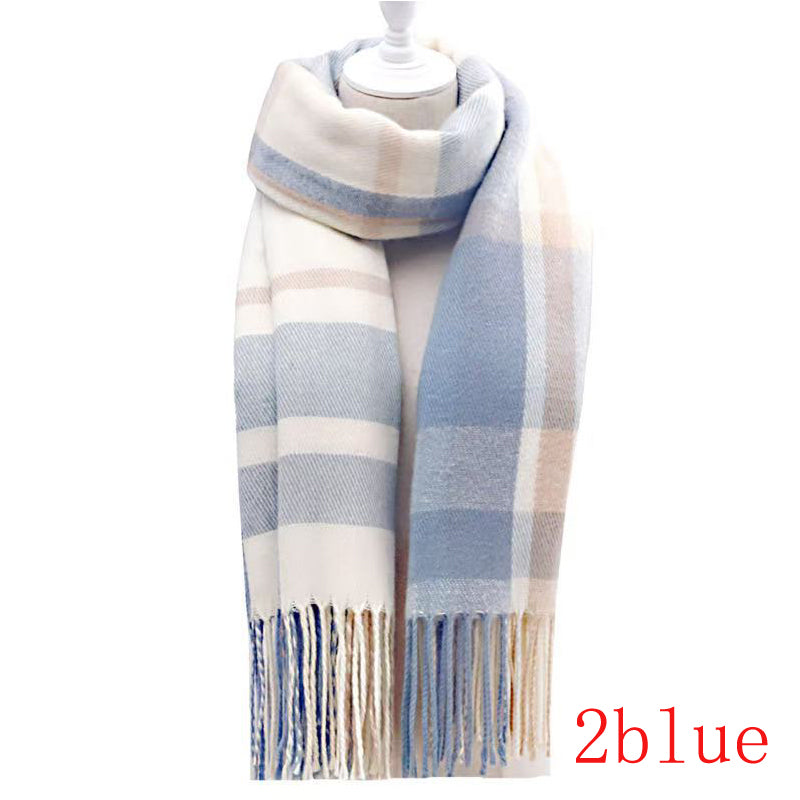 Couple Winter Scarf - Thick Warm Polyester Tassel Shawl Wrap, 180x70cm Unisex Scarves For Women & Men, Christmas Thanksgiving Gift