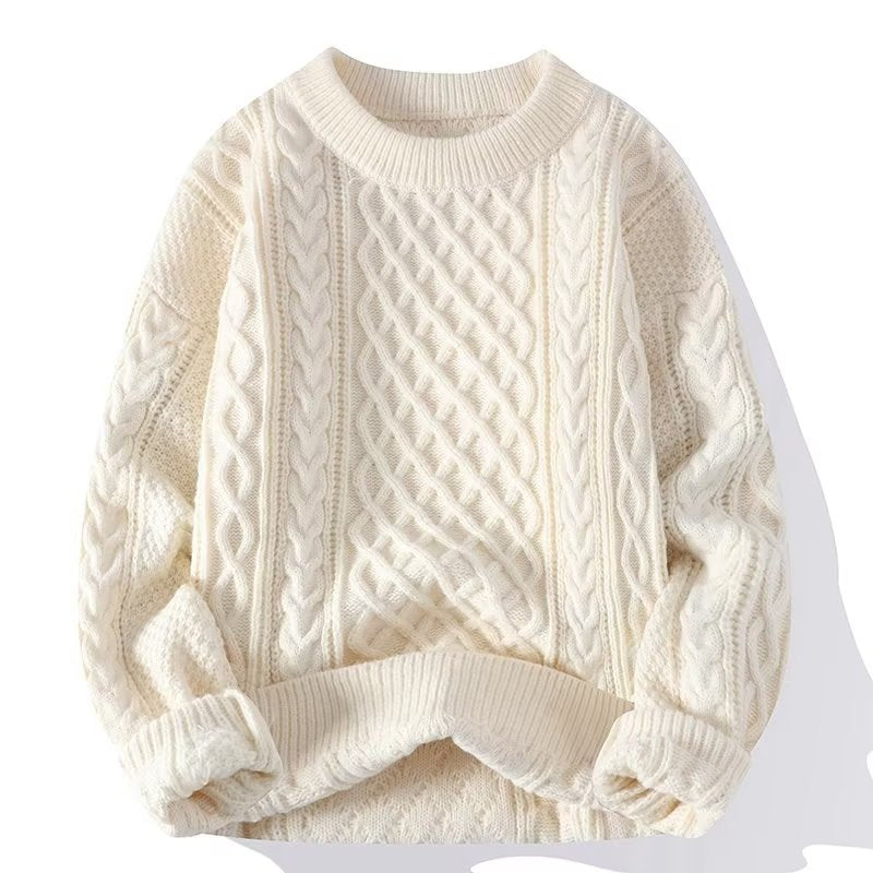 Autumn And Winter New Men's Twist Sweater Casual Round Neck Pullover Top