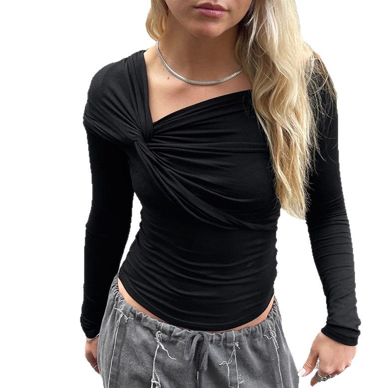 Американский стиль Spicy Girl с неровным узлом и длинным рукавом