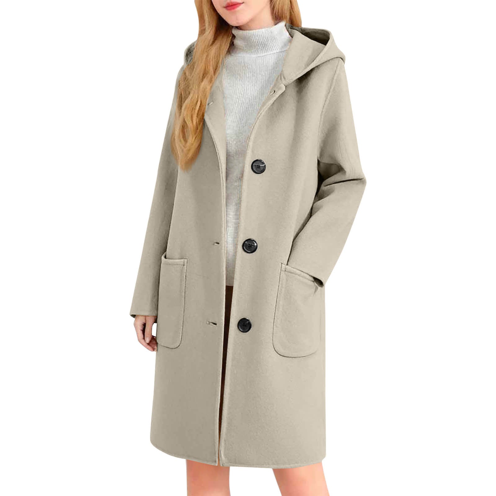 Womens Double-Faced Wool Coat With Hood
