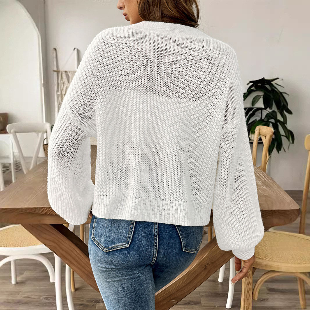 Women's Minimalist Short-button Sweater Jacket