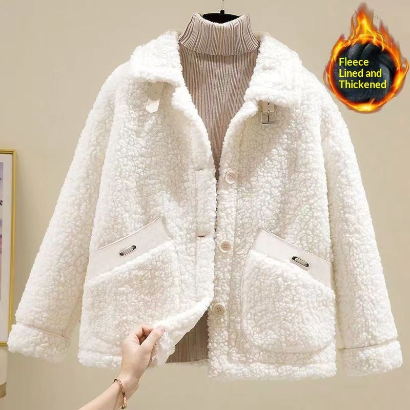 Fleece-lined Extra-thick Loose-fitting Warm Coat For Petite Individuals