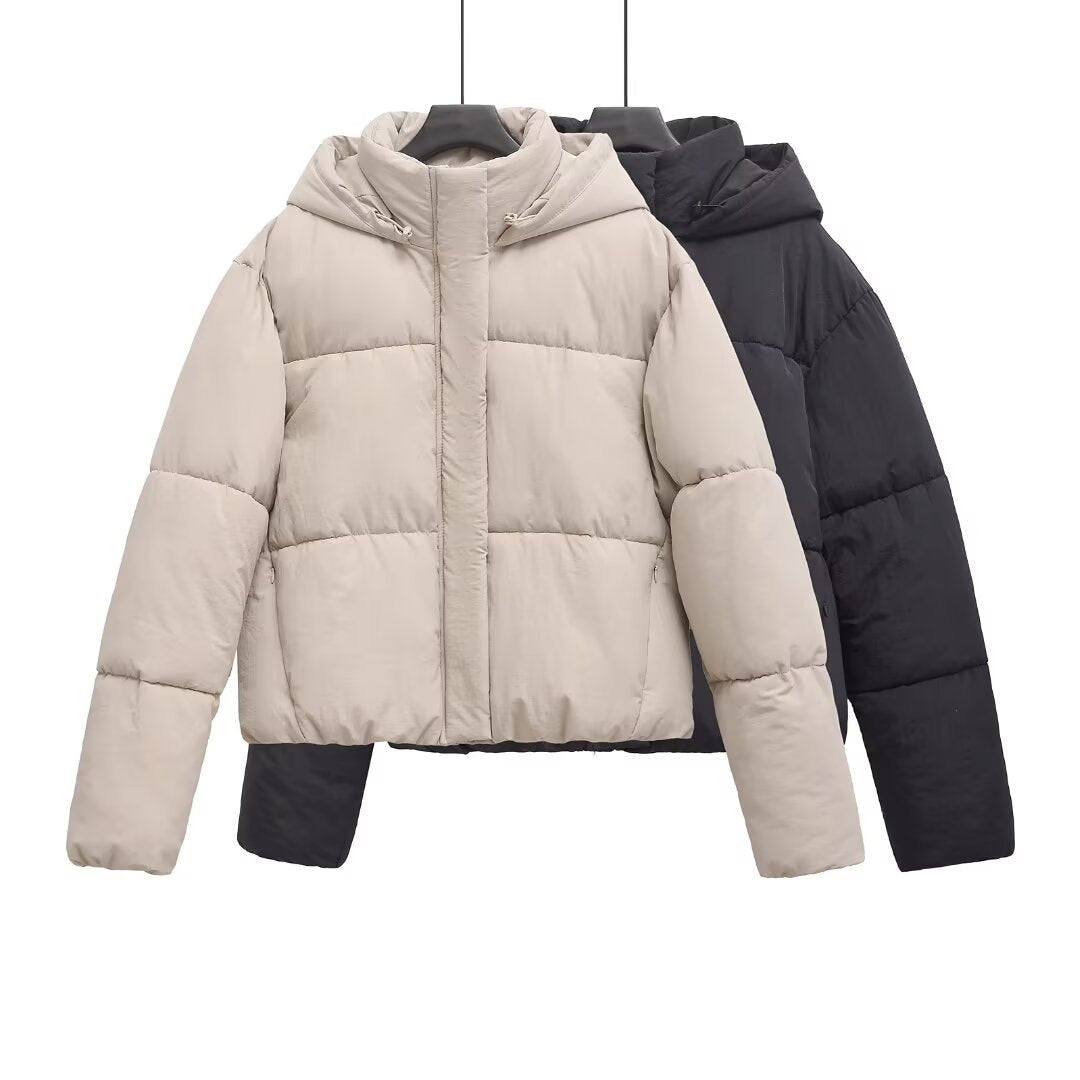 Women's Fashionable, Slim-Fit Warm Cotton Hooded Coat